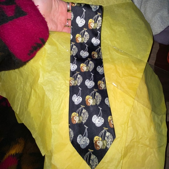 Vtg MOSCHINO Rare Silk Cherry Weave Necktie - Picture 11 of 12